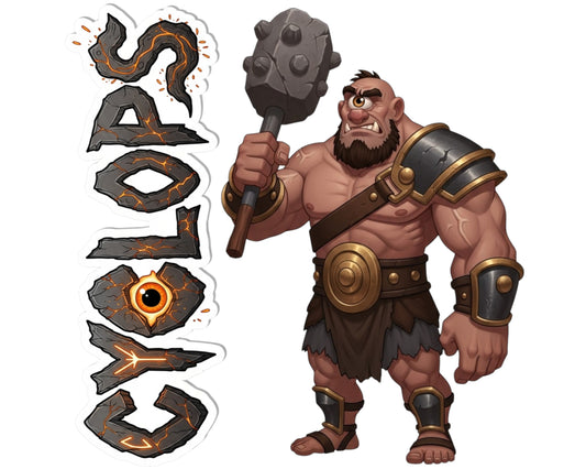 Cyclops Sticker and Magnet - the Elder Smith Mythkins™ – Greek Mythical Giant | Waterproof & UV-Proof