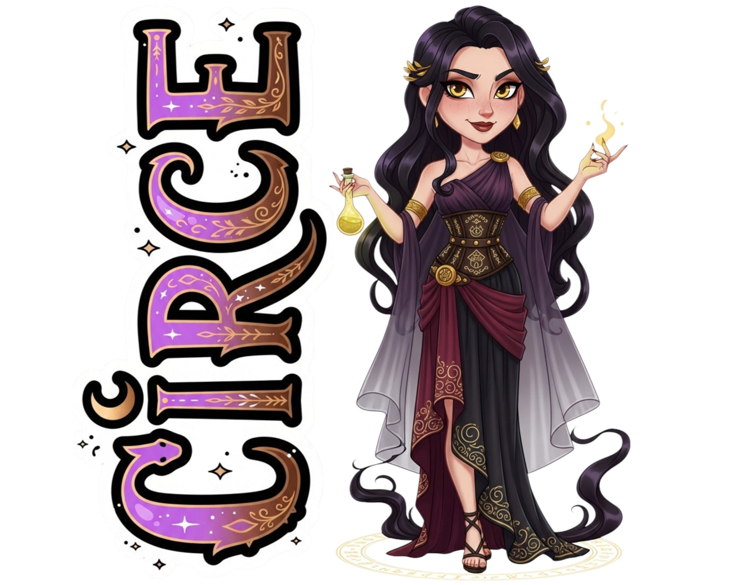 Circe Sticker and Magnet - Enchantress of Aeaea Mythkins™ – Greek Mythology Sorceress | Waterproof & UV-Proof