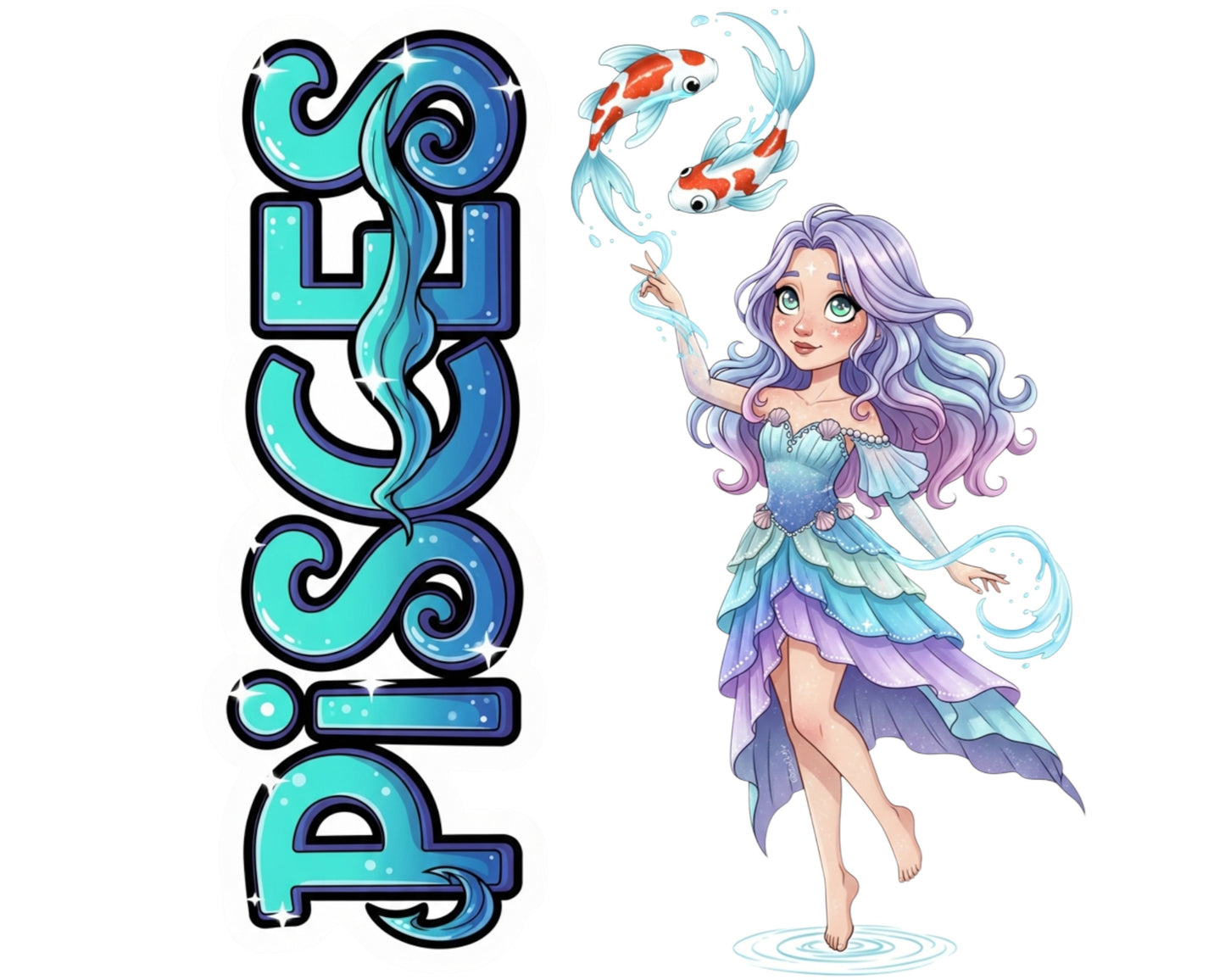 Pisces Sticker and Magnet - the Celestial Fish Horoskins™ – Zodiac Water Sign | Waterproof & UV-Proof