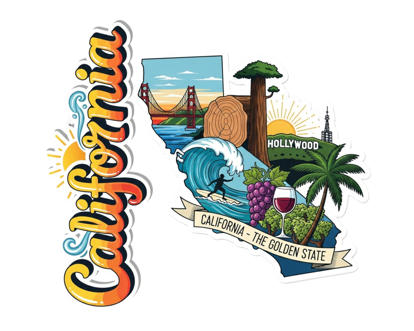 California Sticker and Magnet - The Golden State Statekins™ – USA State Souvenir | Waterproof & UV-Proof