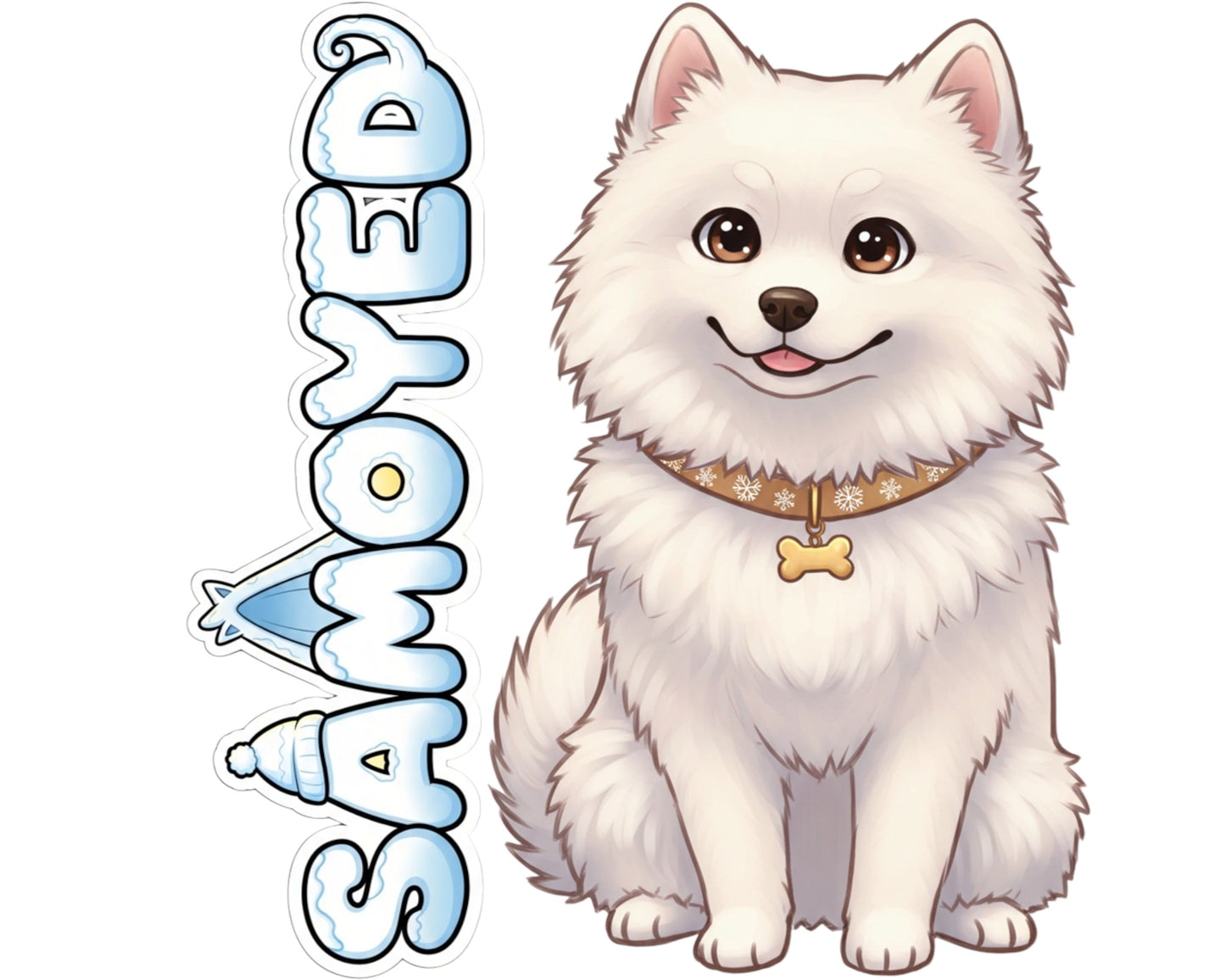 Samoyed Sticker and Magnet - Smiling Sammy Pawkins™ – Spitz-type Dog Breed | Waterproof & UV-Proof