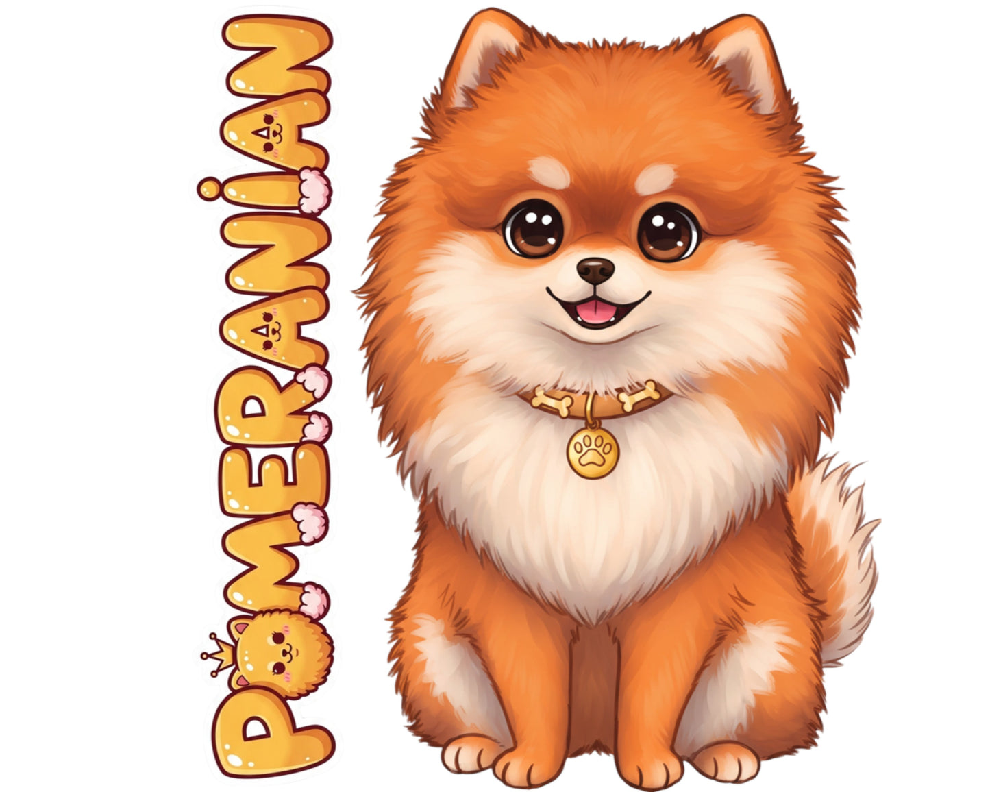 Pomeranian Sticker and Magnet - Fluffy Pom-Pom Pawkins™ – Toy Dog Breed | Waterproof & UV-Proof