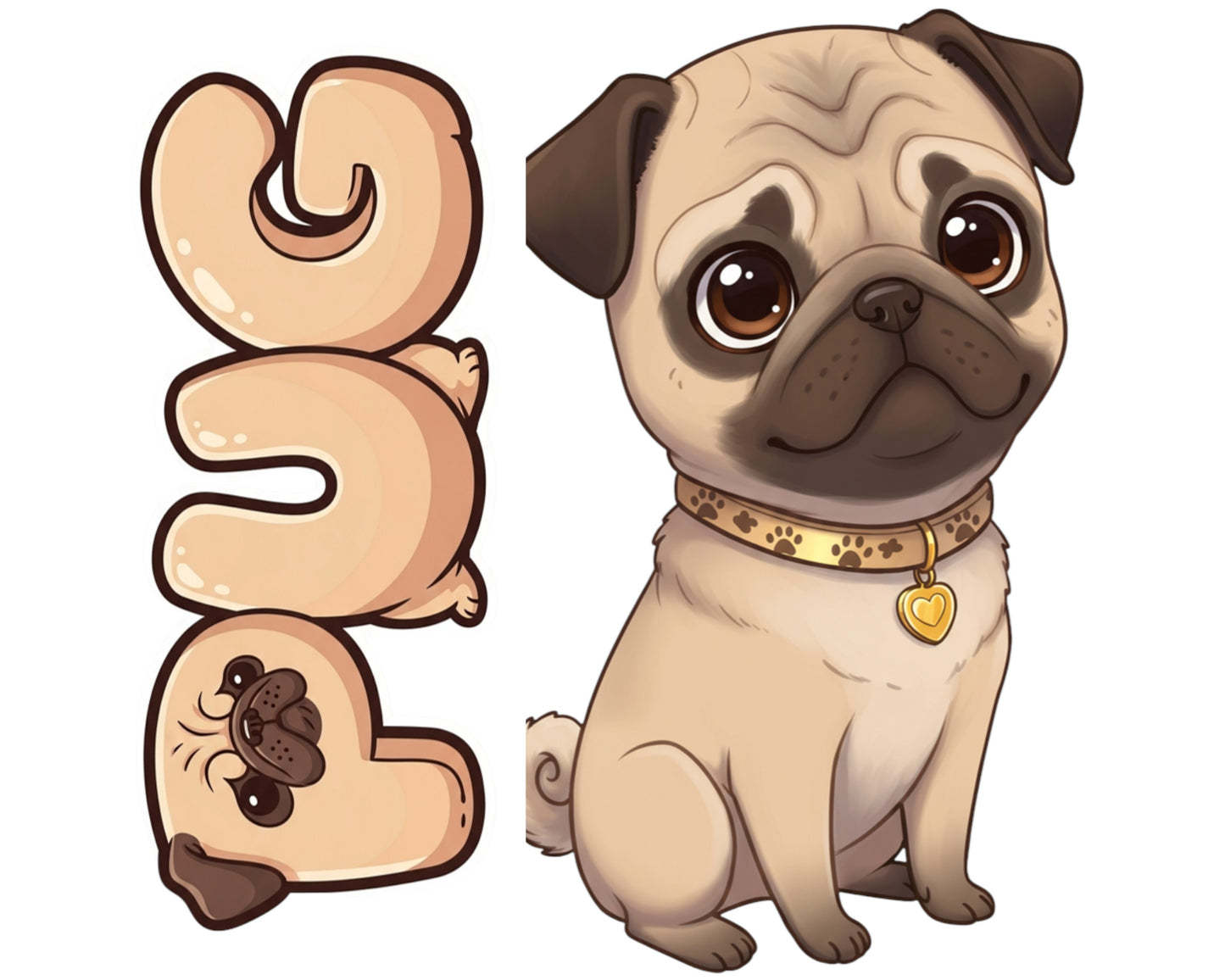 Pug Sticker and Magnet - the Wrinkled Charmer Pawkins™ – Toy Dog Breed | Waterproof & UV-Proof