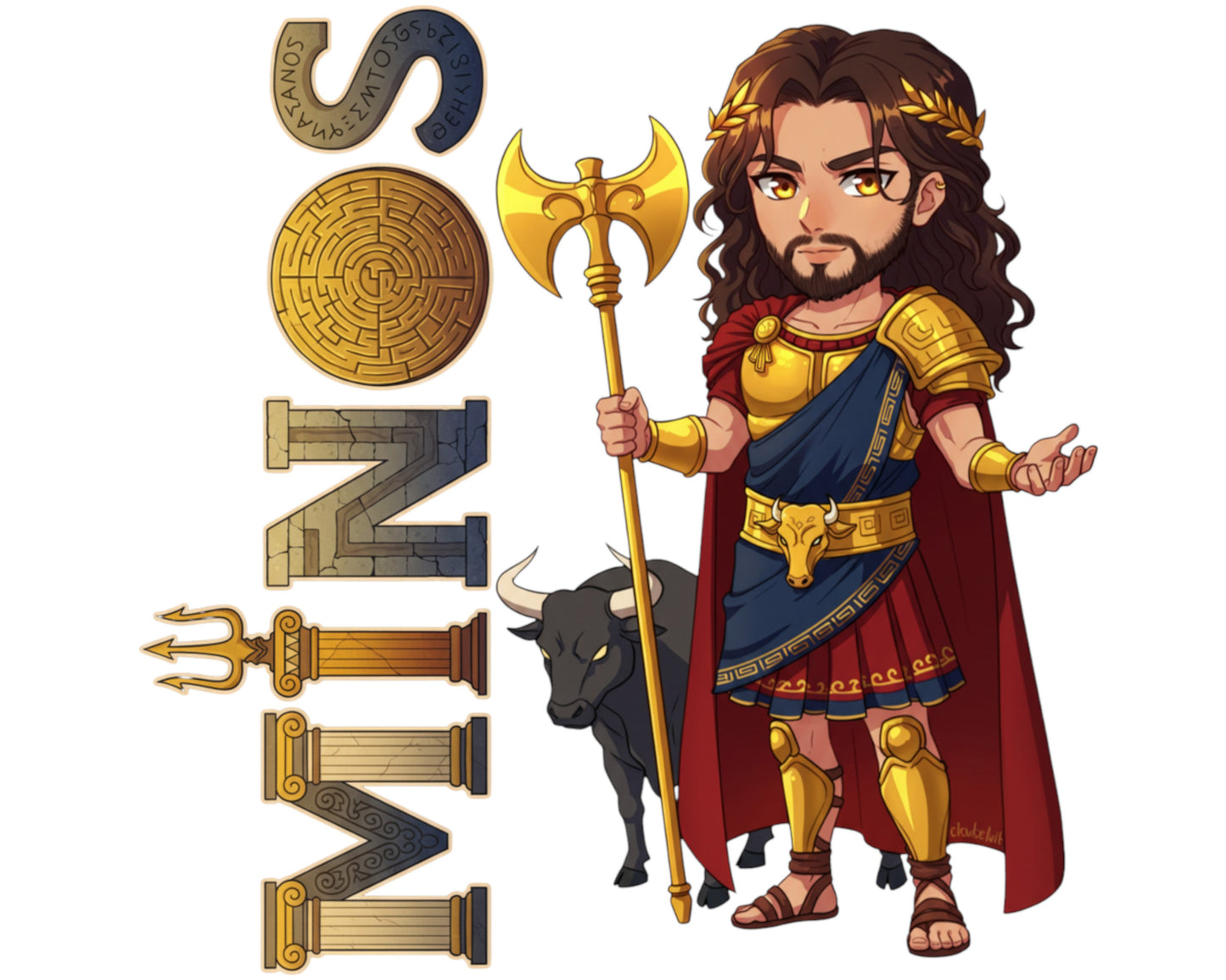 Minos Sticker and Magnet - Lord of the Labyrinth Mythkins™ – Legendary King of Crete | Waterproof & UV-Proof