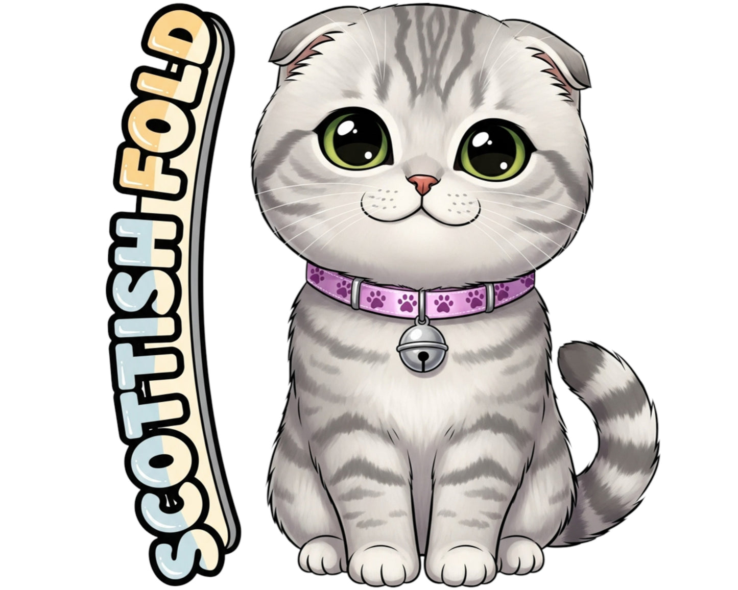Scottish Fold Sticker and Magnet - Owl-Eyed Cat Purrkins™ – Domestic Cat Breed | Waterproof & UV-Proof