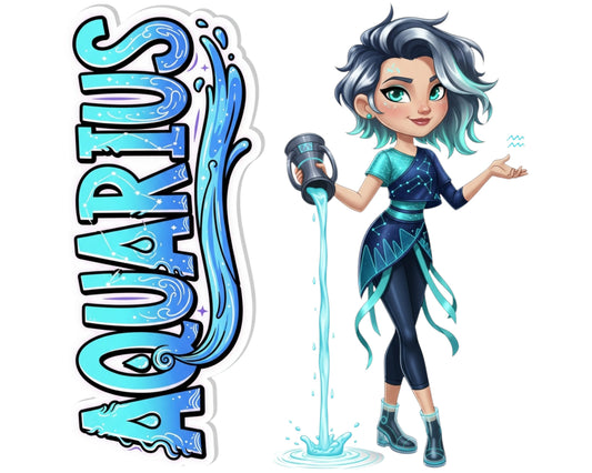 Aquarius Sticker and Magnet - the Star-Pourer Horoskins™ – Zodiac Air Sign | Waterproof & UV-Proof