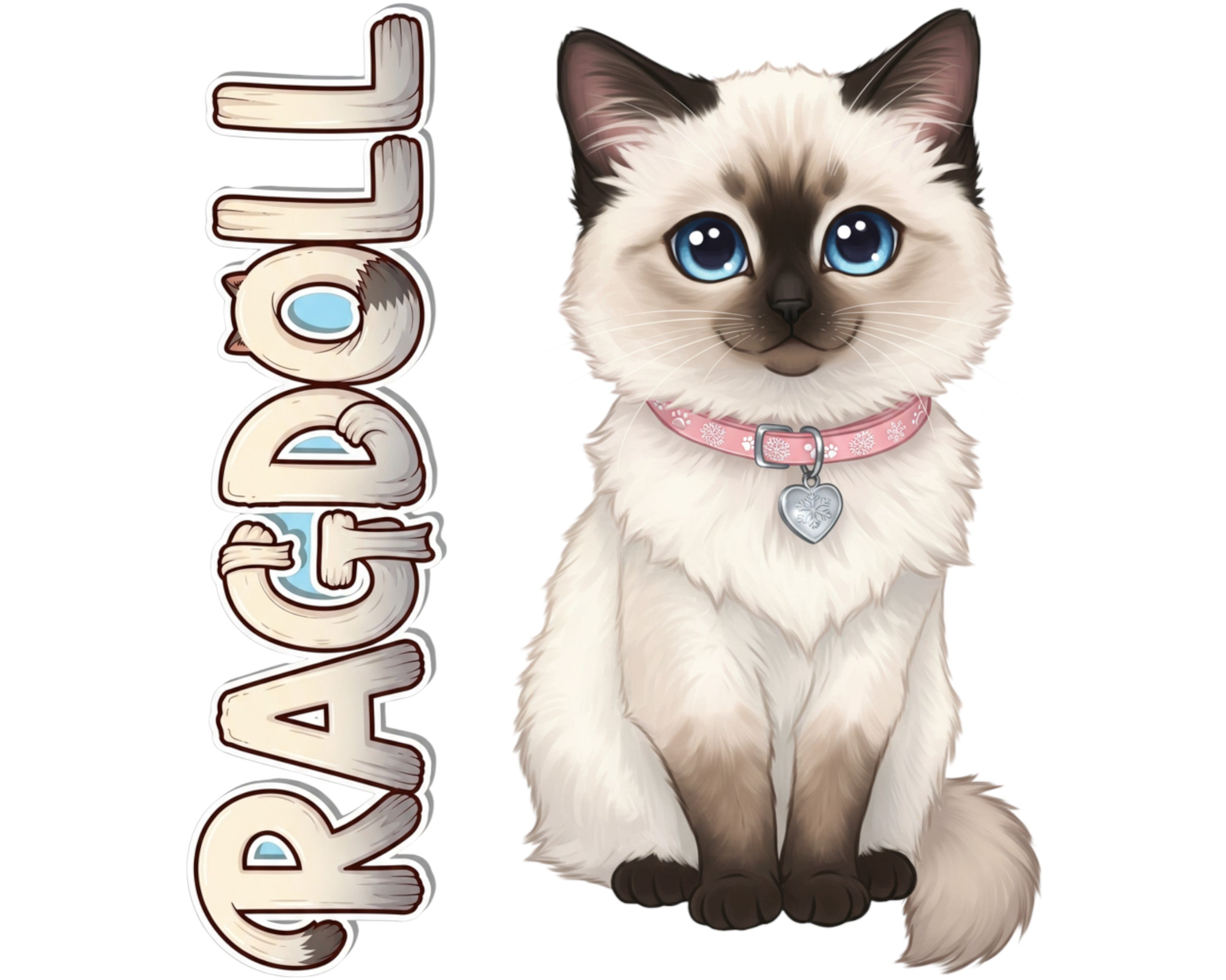 Ragdoll Sticker and Magnet - the Puppy-Cat Purrkins™ – Domestic Cat Br ...