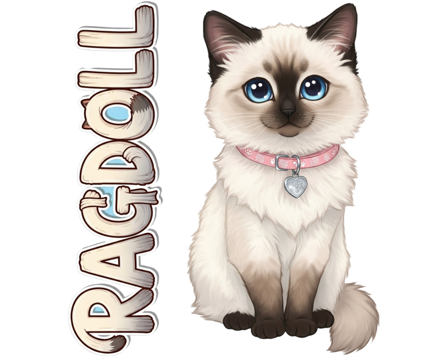 Ragdoll Sticker and Magnet - the Puppy-Cat Purrkins™ – Domestic Cat Breed | Waterproof & UV-Proof