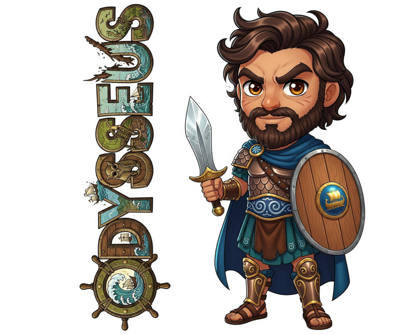 Odysseus Sticker and Magnet - Polymetis Mythkins™ – Cunning Hero of the Odyssey | Waterproof & UV-Proof
