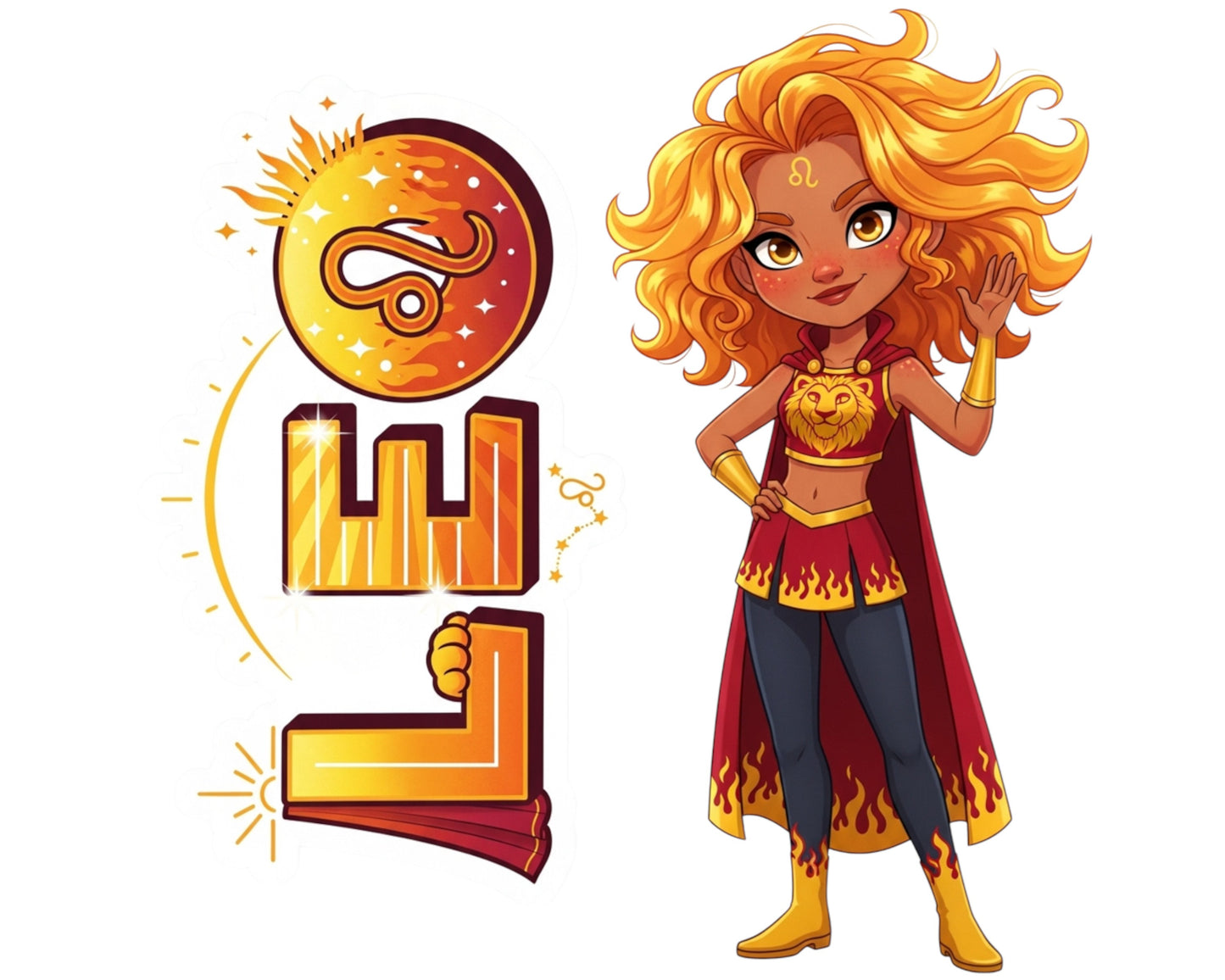 Leo Sticker and Magnet - the Solar Queen Horoskins™ – Zodiac Fire Sign | Waterproof & UV-Proof