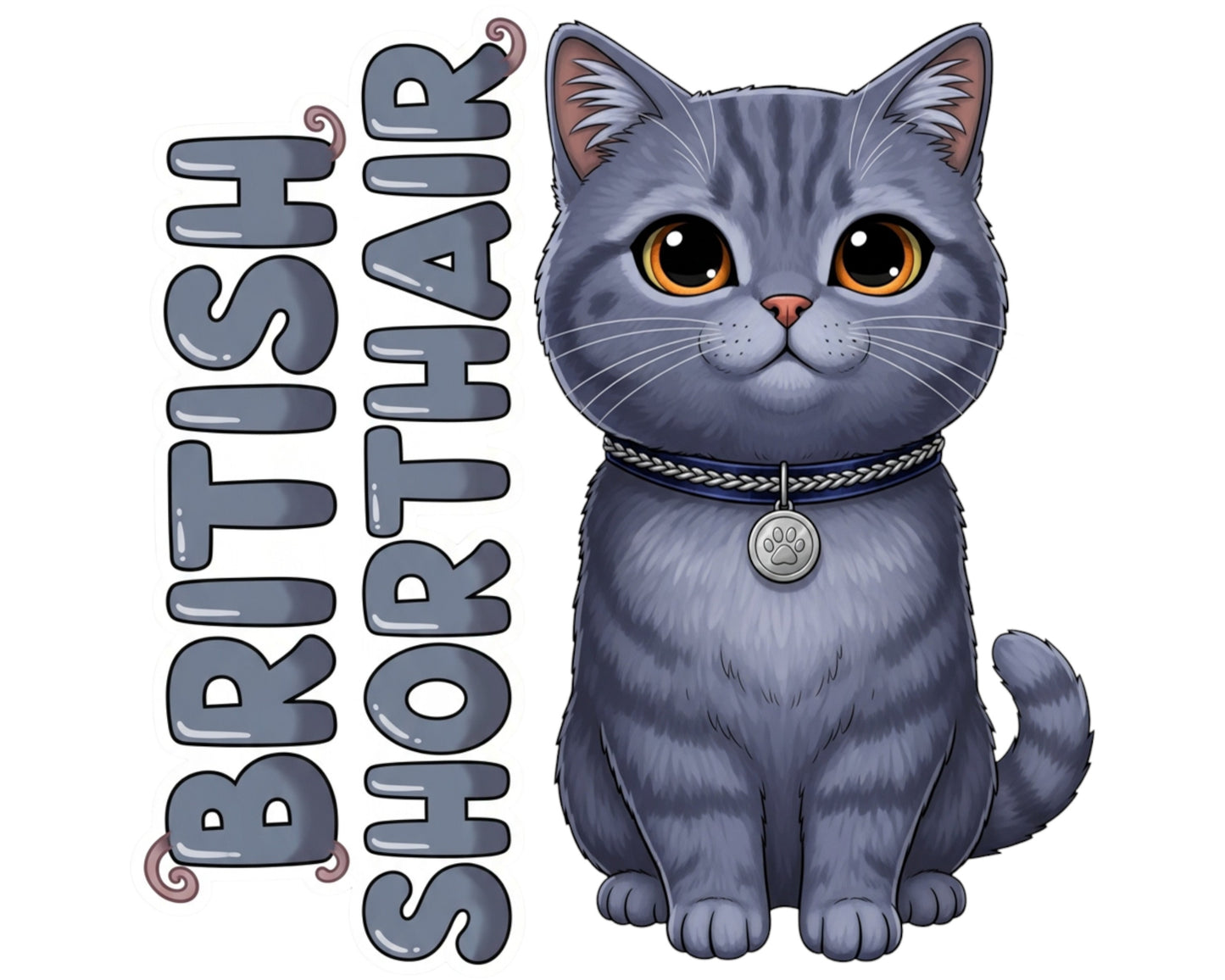 British Shorthair Sticker and Magnet - Cheshire Cat Purrkins™ – Domestic Cat Breed | Waterproof & UV-Proo