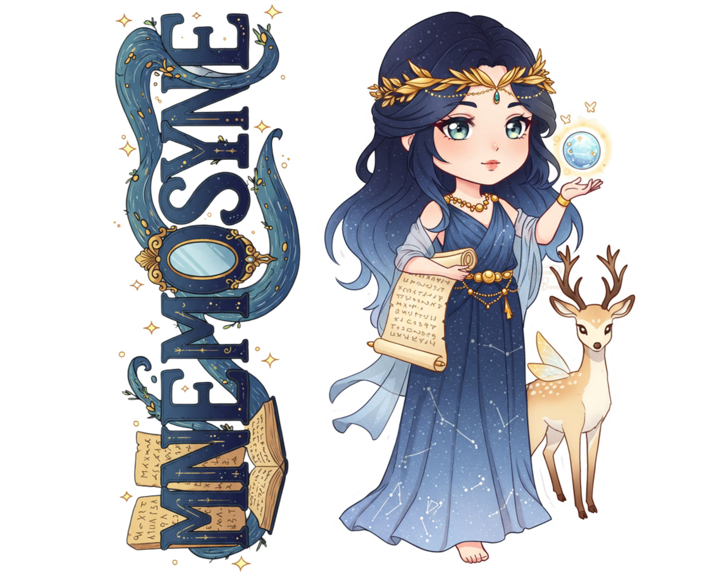 Mnemosyne Sticker and Magnet - Mother of the Muses Mythkins™ – Titan Goddess of Memory | Waterproof & UV-Proof