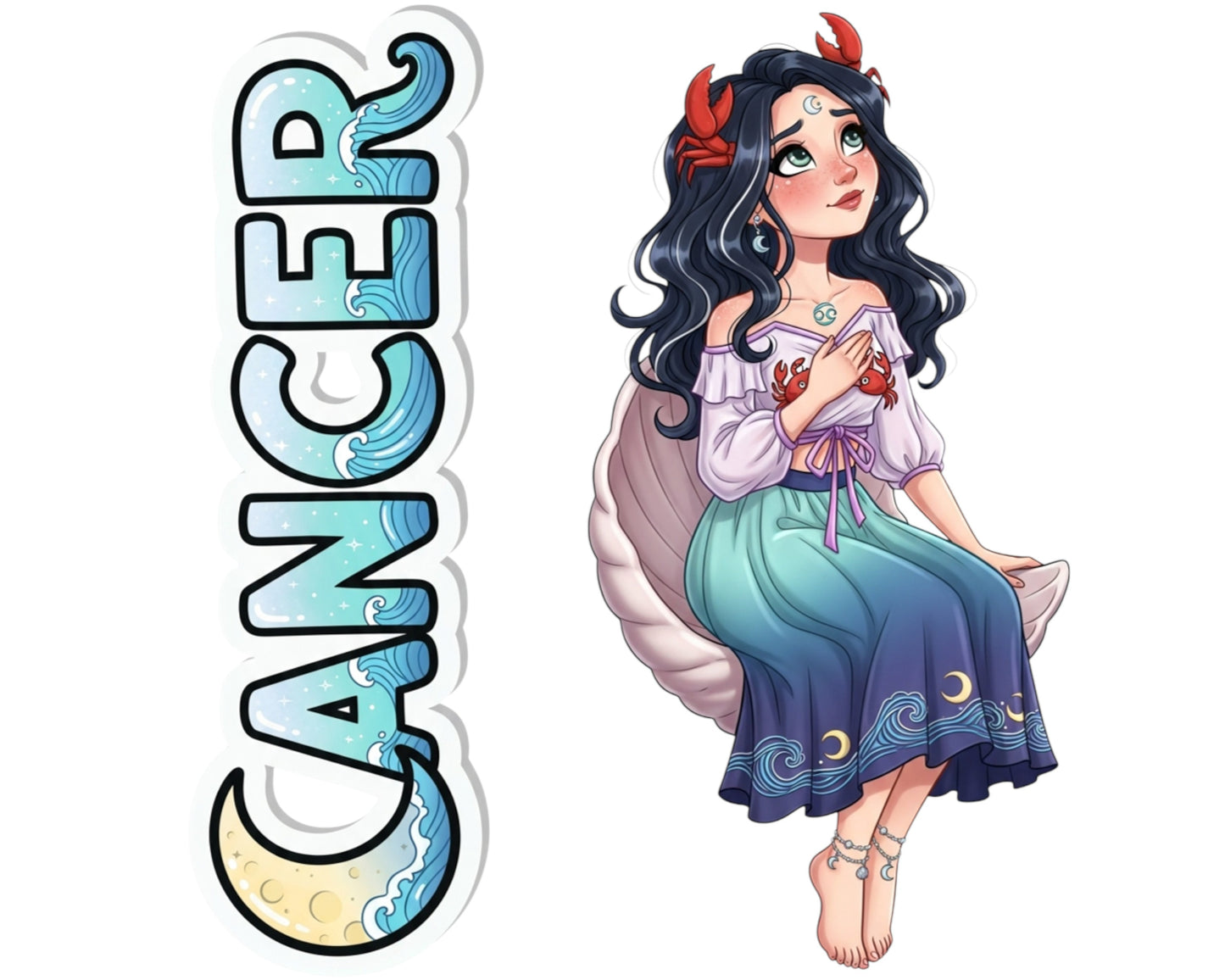 Cancer Sticker and Magnet - the Celestial Crab Horoskins™ – Zodiac Water Sign | Waterproof & UV-Proof