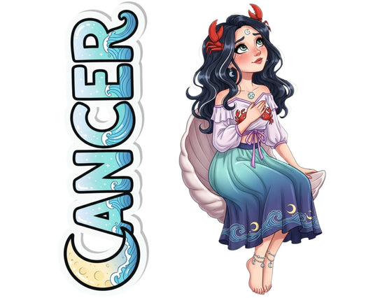 Cancer Sticker and Magnet - the Celestial Crab Horoskins™ – Zodiac Water Sign | Waterproof & UV-Proof