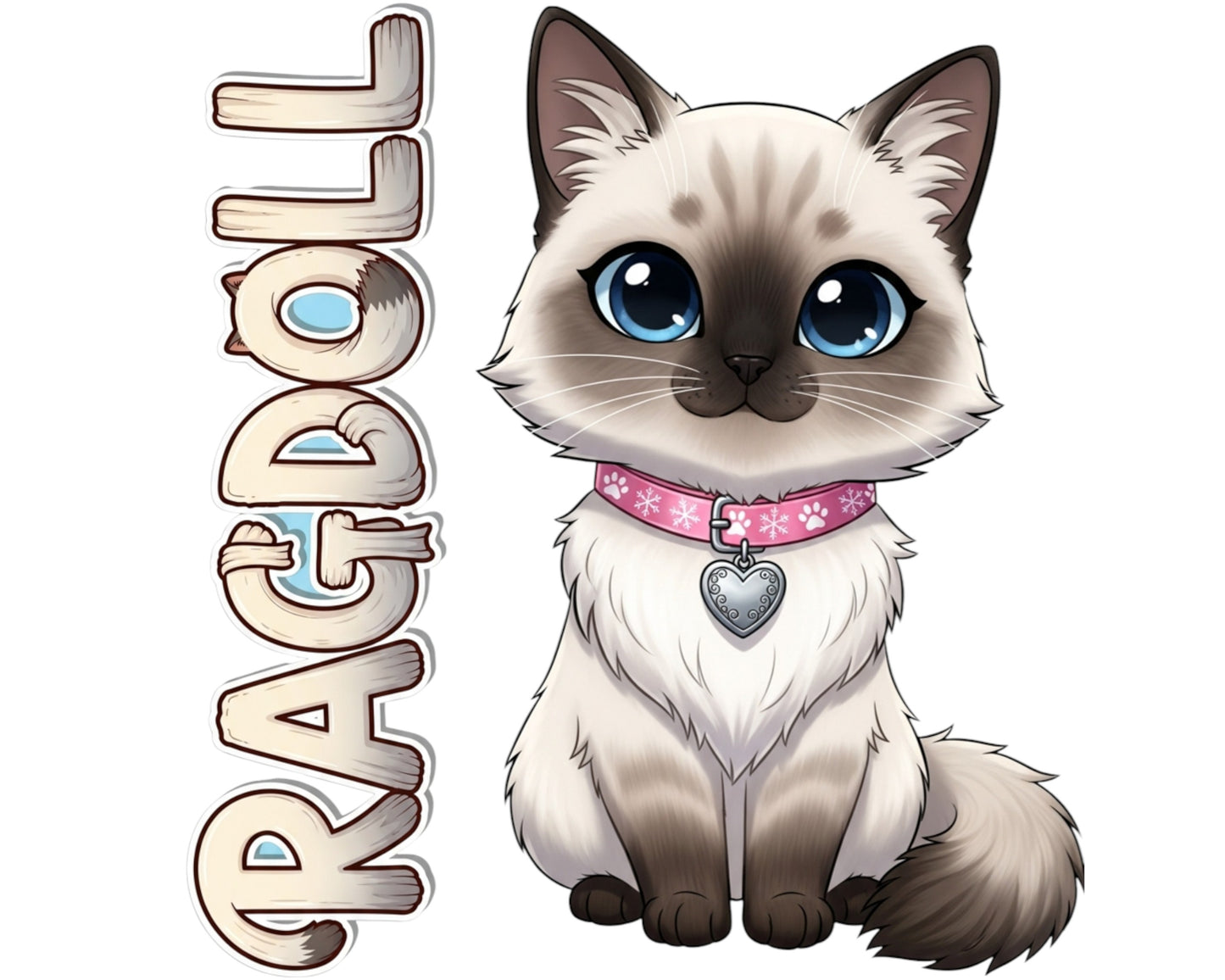 Ragdoll Sticker and Magnet - the Puppy-Cat Purrkins™ – Domestic Cat Breed | Waterproof & UV-Proof