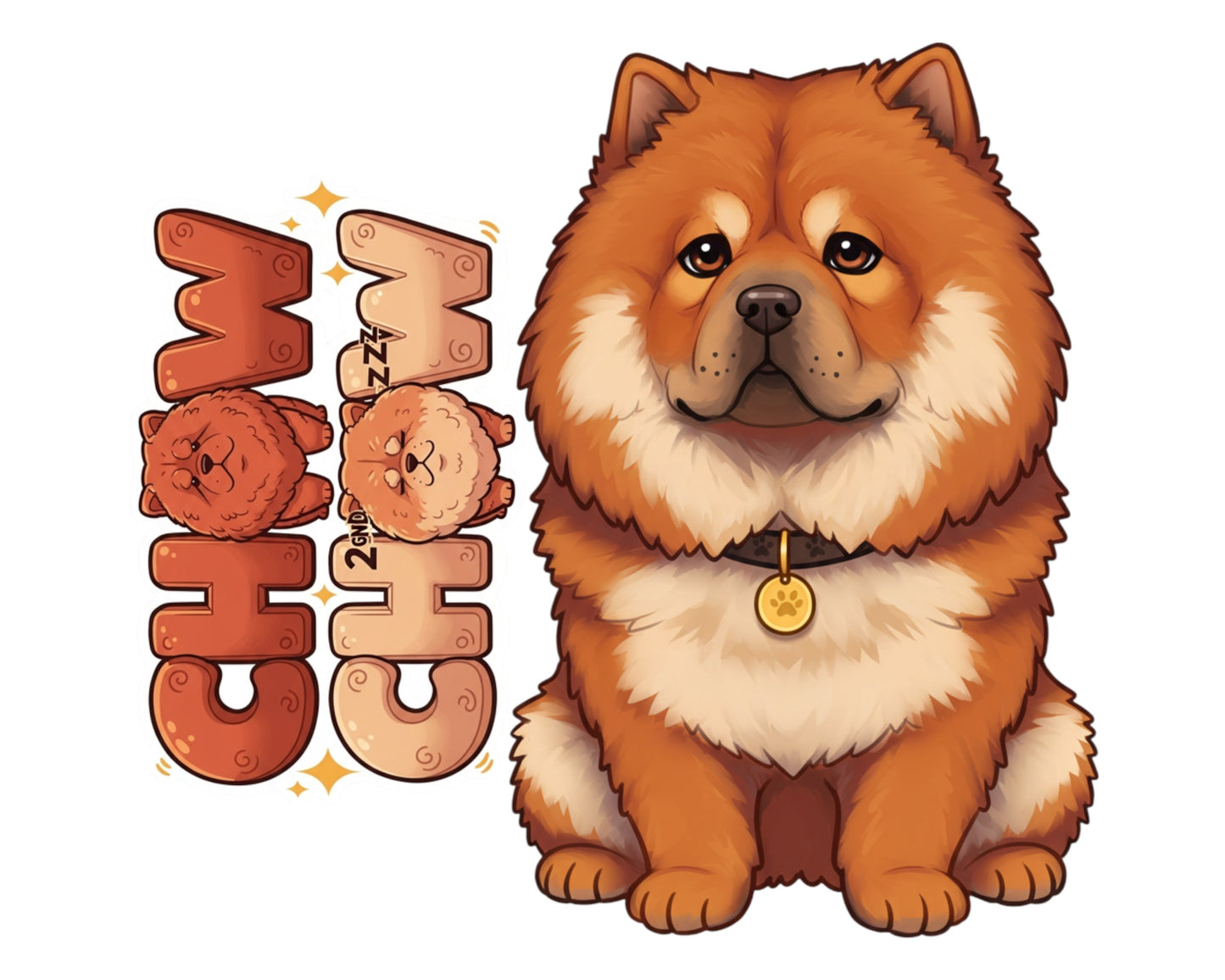 Chow Chow Sticker and Magnet - Puffy-Lion Dog Pawkins™ – Ancient Dog Breed | Waterproof & UV-Proof