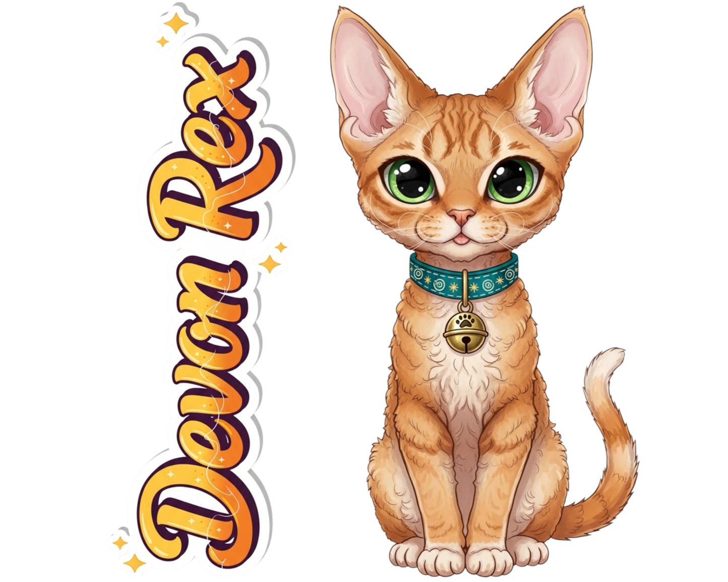 Devon Rex Sticker and Magnet - the Pixie Cat Purrkins™ – Domestic Cat Breed | Waterproof & UV-Proof