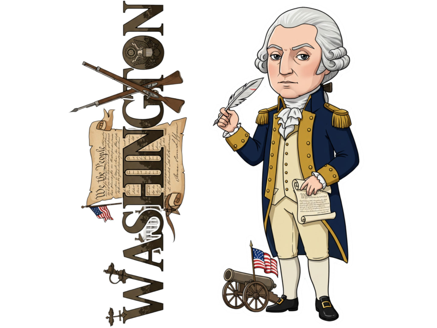 George Washington Sticker and Magnet – Father of His Country Histkins™ – First U.S. President | Waterproof & UV-Proof