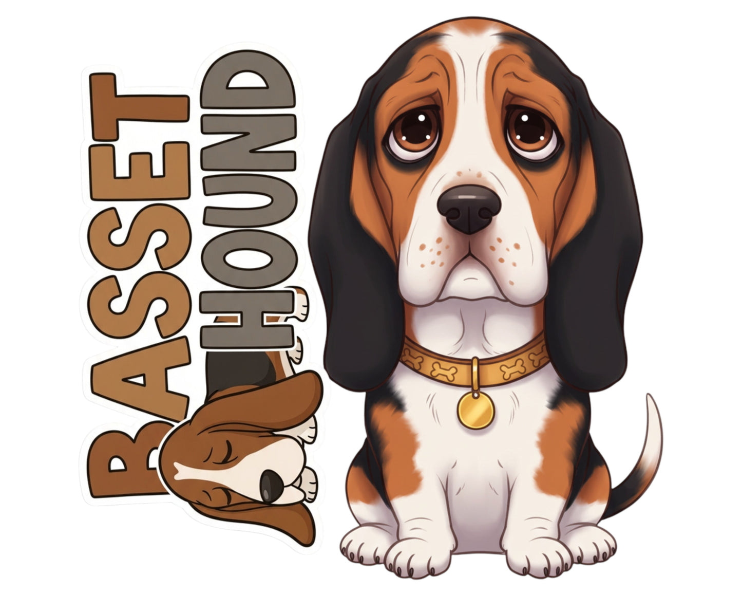 Basset Hound Sticker and Magnet - Sad-Eyed Sleuth Pawkins™ – Scent Hound Dog Breed | Waterproof & UV-Proof