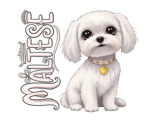 Maltese Sticker and Magnet - Roman Ladies' Dog Pawkins™ – Toy Dog Breed | Waterproof & UV-Proof