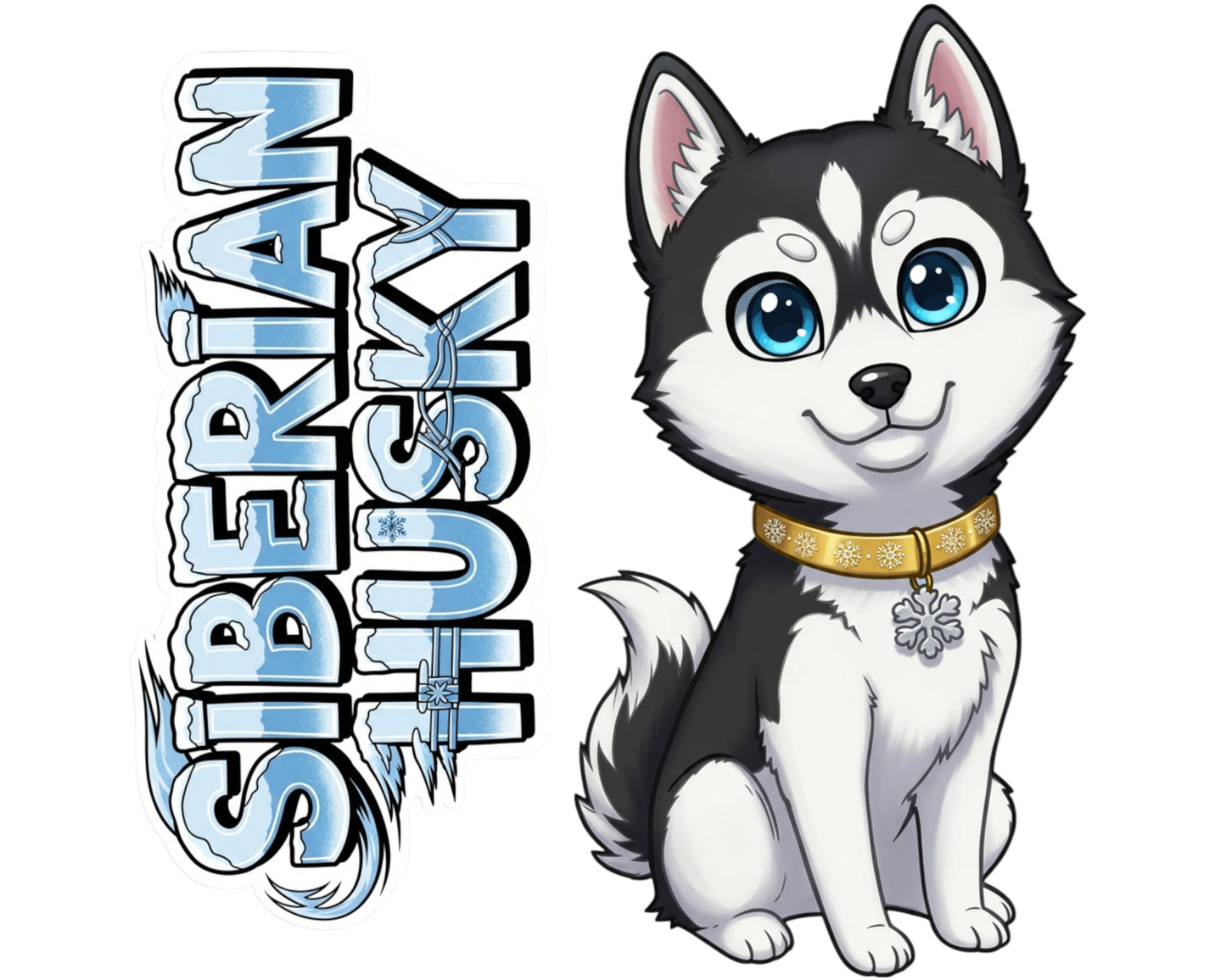 Siberian Husky Sticker and Magnet - Blue-Eyed Sled Dog Pawkins™ – Working Sled Dog Breed | Waterproof & UV-Proof
