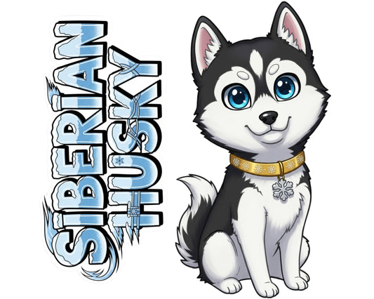 Siberian Husky Sticker and Magnet - Blue-Eyed Sled Dog Pawkins™ – Working Sled Dog Breed | Waterproof & UV-Proof
