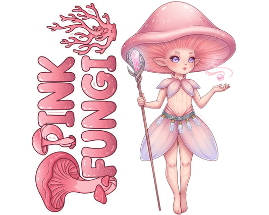 Pink Fungi Sticker and Magnet - the Petal Pixie Fungikins™ – Fantasy Mushroom Art | Waterproof & UV-Proof