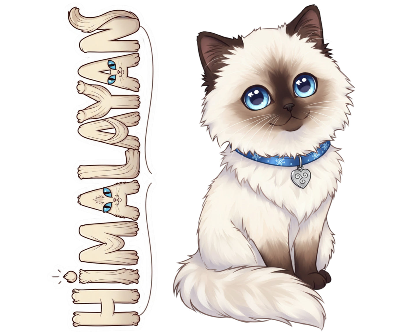 Himalayan Sticker and Magnet - Snow-Kissed Cat Purrkins™ – Long-haired Cat Breed | Waterproof & UV-Proof