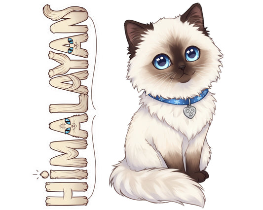 Himalayan Sticker and Magnet - Snow-Kissed Cat Purrkins™ – Long-haired Cat Breed | Waterproof & UV-Proof