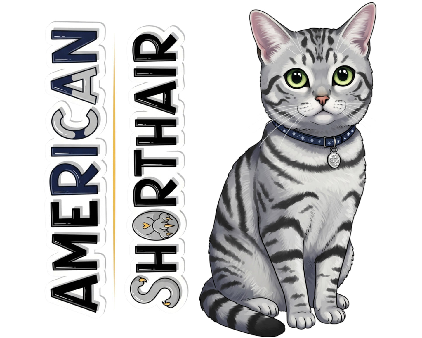 American Shorthair Sticker and Magnet - Classic Tabby Purrkins™ – Domestic Cat Breed | Waterproof & UV-Proof