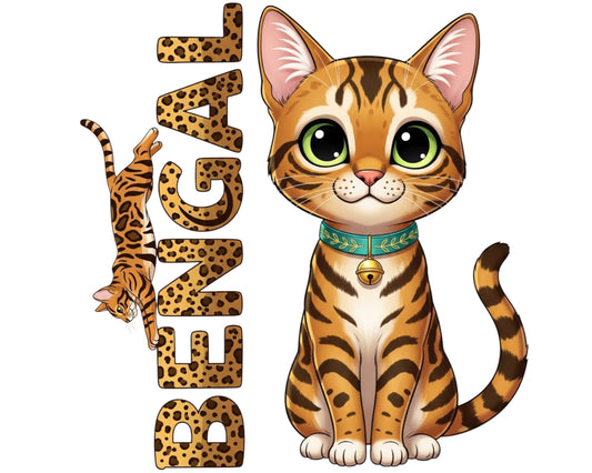 Bengal Sticker and Magnet - the Little Leopard Purrkins™ – Domestic Cat Breed | Waterproof & UV-Proof