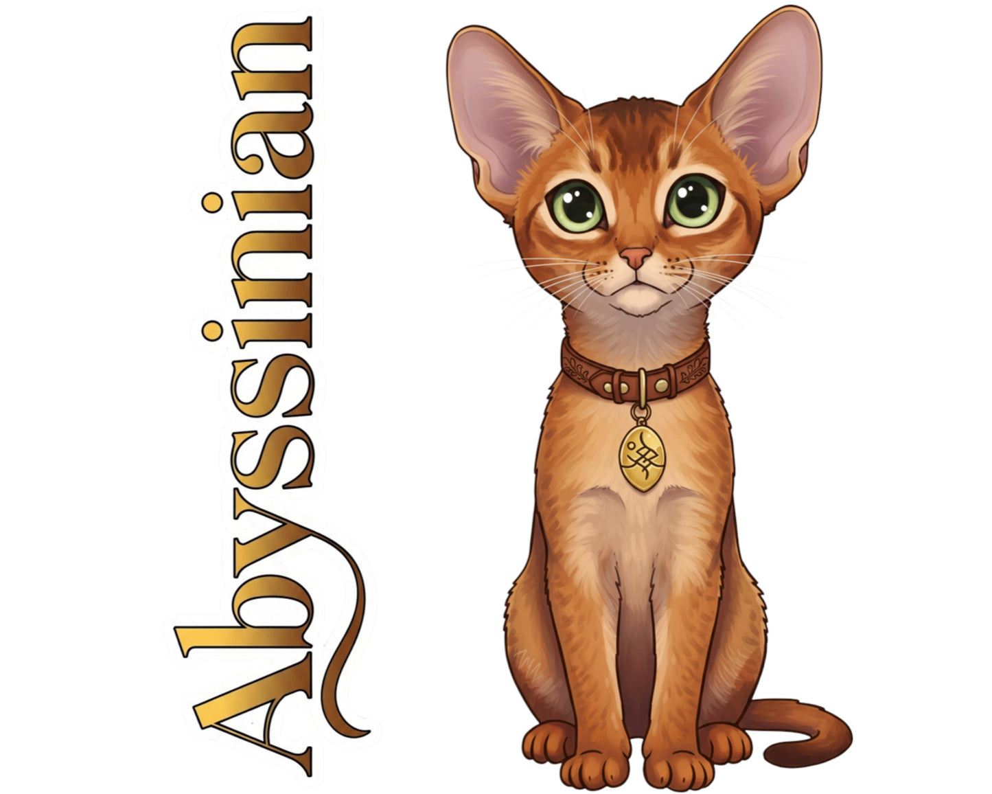 Abyssinian Sticker and Magnet - Cat of the Blue Nile Purrkins™ – Domestic Cat Breed | Waterproof & UV-Proof
