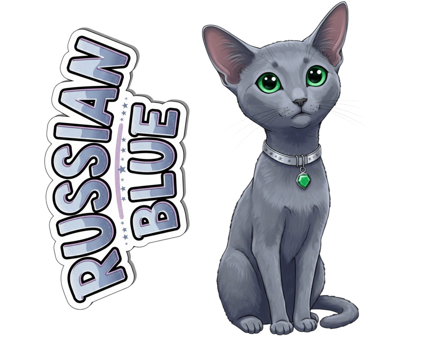 Russian Blue Sticker and Magnet - Archangel Cat Purrkins™ – Domestic Cat Breed | Waterproof & UV-Proof