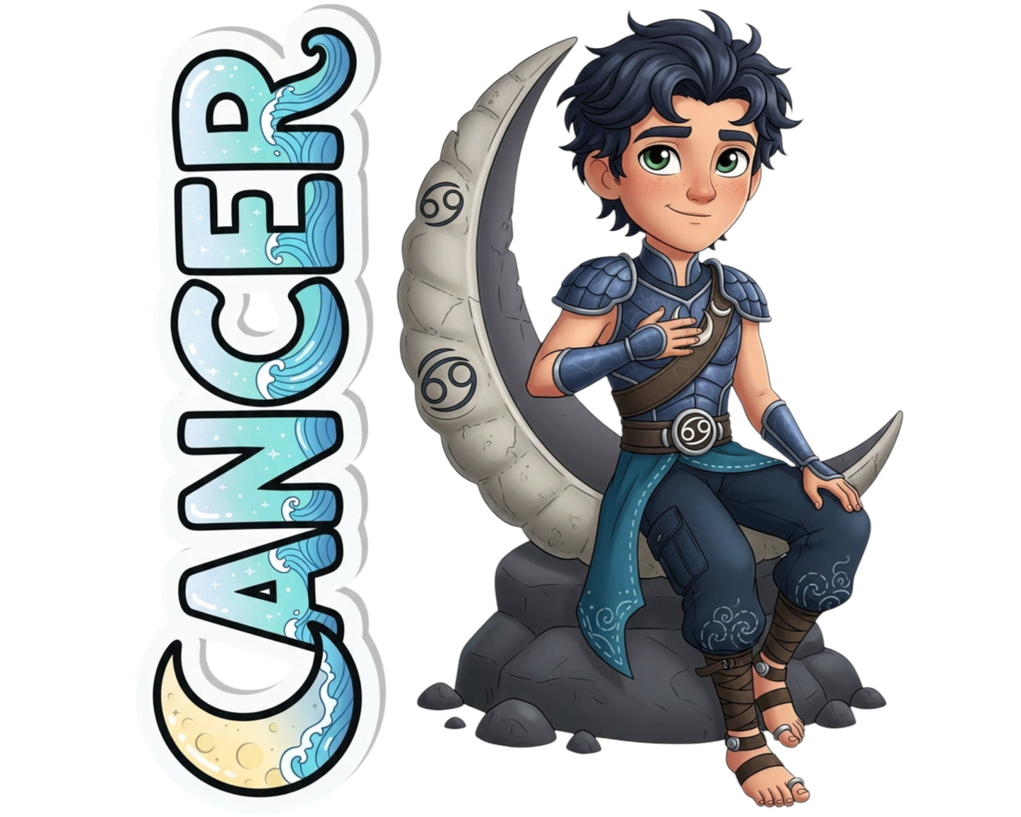 Cancer Sticker and Magnet - the Moon Child Horoskins™ – Zodiac Water Sign | Waterproof & UV-Proof