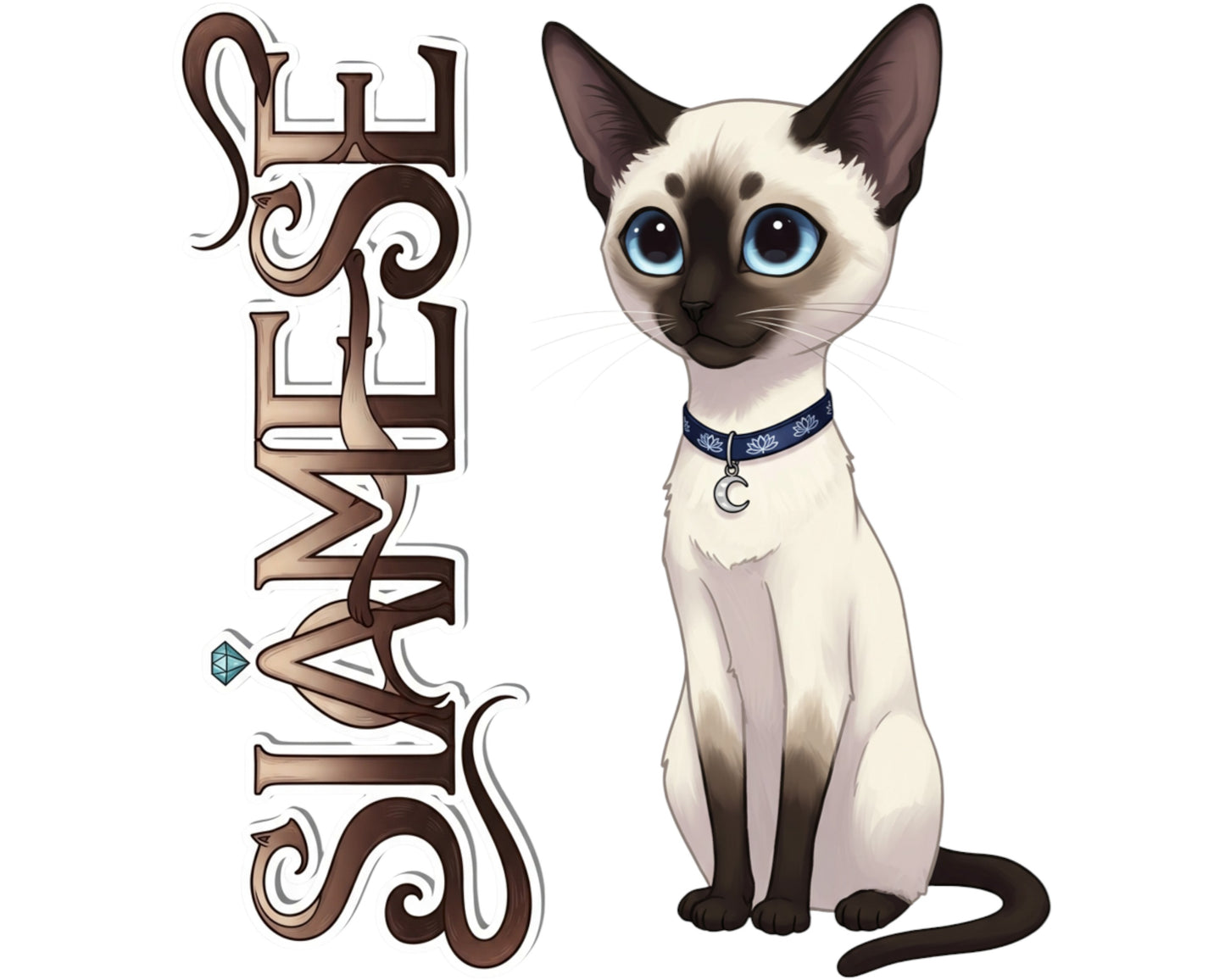 Siamese Sticker and Magnet - Royal Cat of Siam Purrkins™ – Domestic Cat Breed | Waterproof & UV-Proof