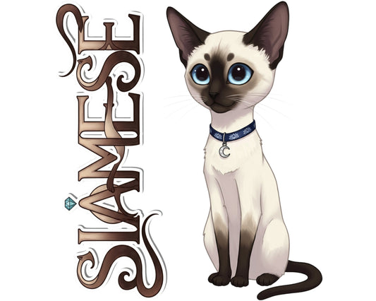 Siamese Sticker and Magnet - Royal Cat of Siam Purrkins™ – Domestic Cat Breed | Waterproof & UV-Proof