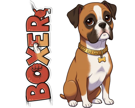 Boxer Sticker and Magnet - Playful Pugilist Pawkins™ – Working Dog Breed | Waterproof & UV-Proof