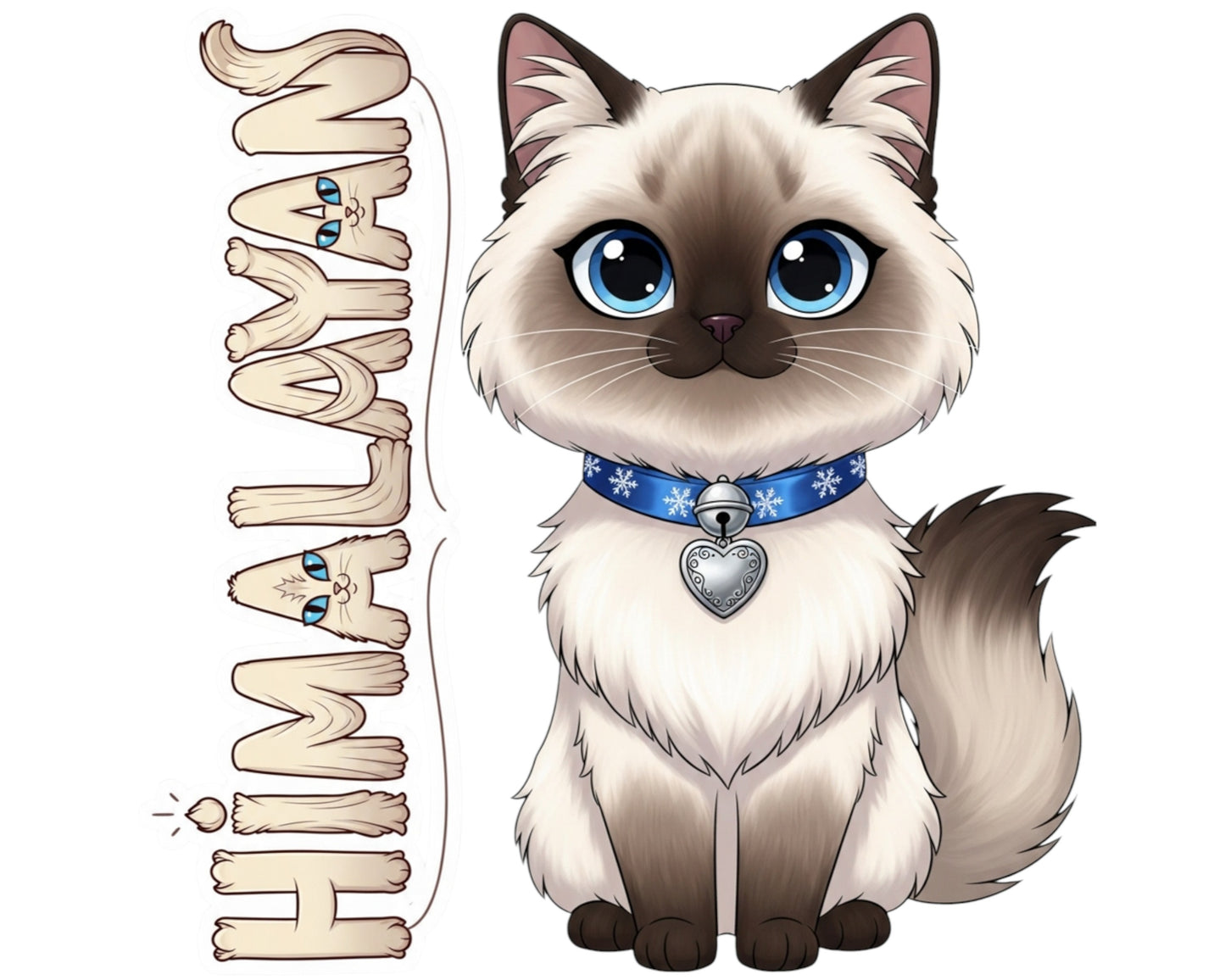 Himalayan Sticker and Magnet - Snow-Kissed Cat Purrkins™ – Long-haired Cat Breed | Waterproof & UV-Proof