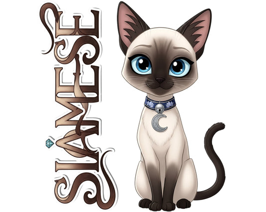Siamese Sticker and Magnet - Royal Cat of Siam Purrkins™ – Domestic Cat Breed | Waterproof & UV-Proof