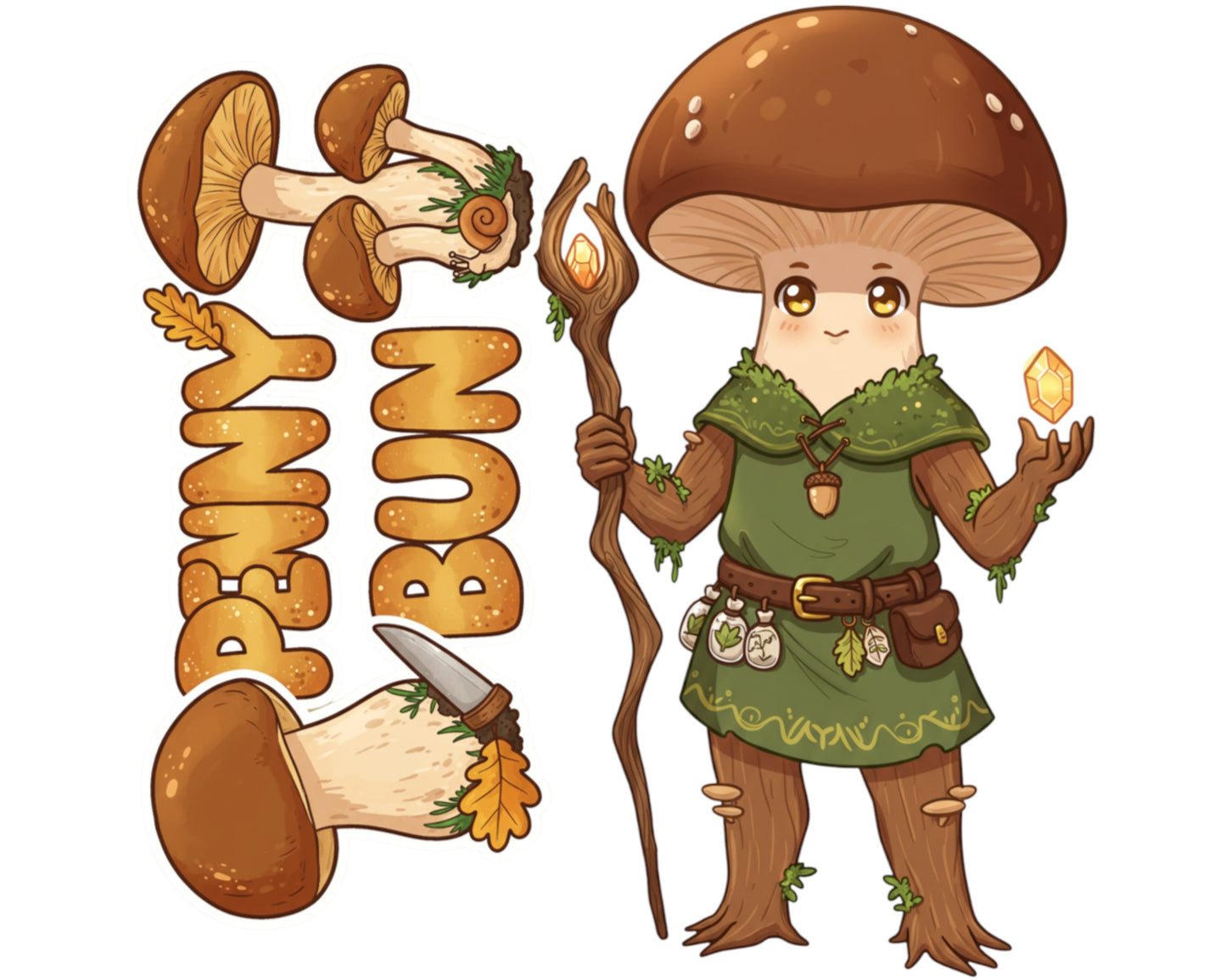 Penny Bun Sticker and Magnet - Woodland Wanderer Fungikins™ – Edible Mushroom Art | Waterproof & UV-Proof
