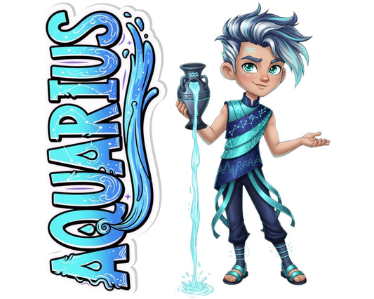 Aquarius Sticker and Magnet - the Water-Bearer Horoskins™ – Zodiac Air Sign | Waterproof & UV-Proof