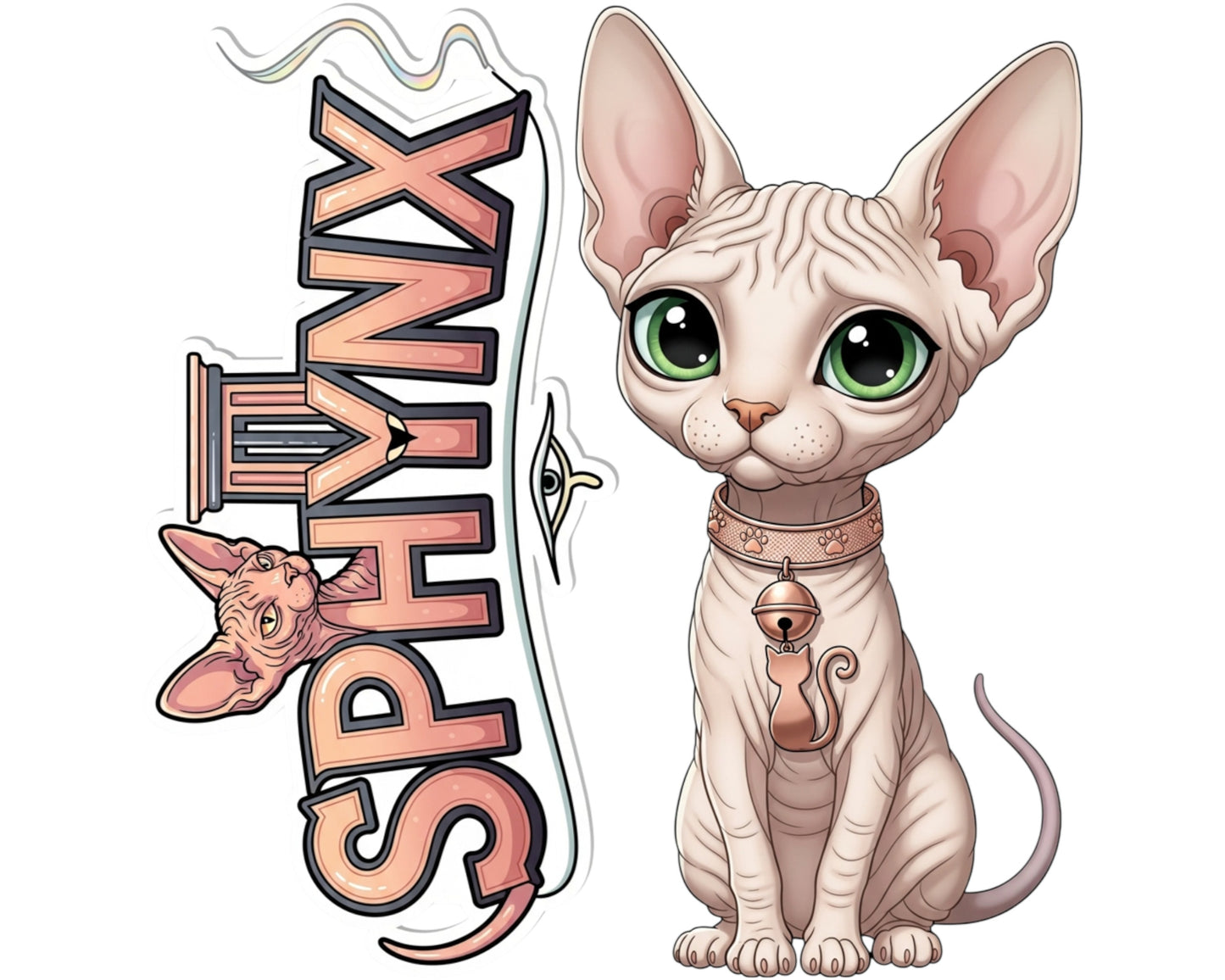 Sphynx Sticker and Magnet - Hairless Wonder Purrkins™ – Domestic Cat Breed | Waterproof & UV-Proof