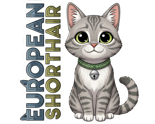 European Shorthair Sticker and Magnet - Original Housecat Purrkins™ – Domestic Cat Breed | Waterproof & UV-Proof