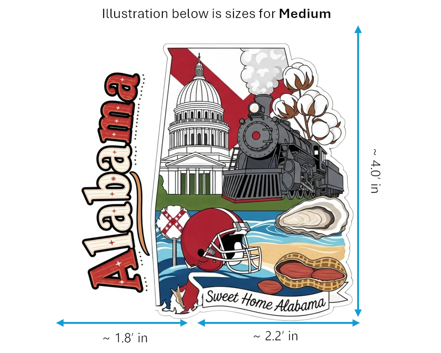 Alabama Sticker and Magnet - The Yellowhammer State Statekins™ – USA State Souvenir | Waterproof & UV-Proof