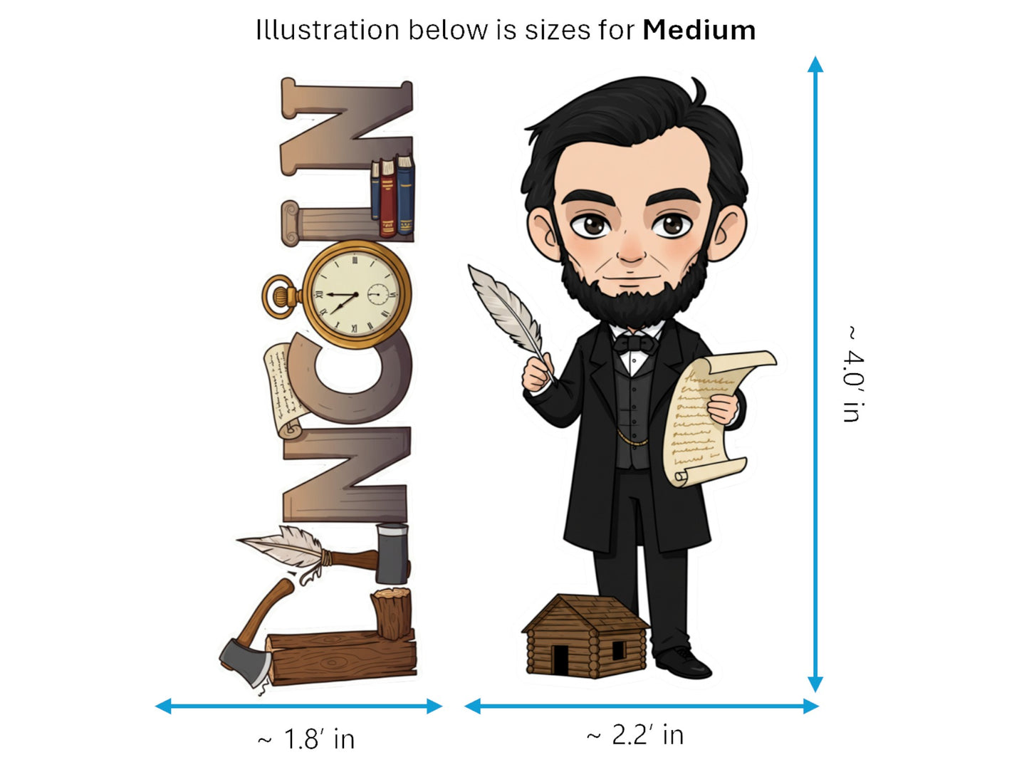 Abraham Lincoln Sticker and Magnet - the Emancipator Histkins™ – 16th U.S. President | Waterproof & UV-Proof