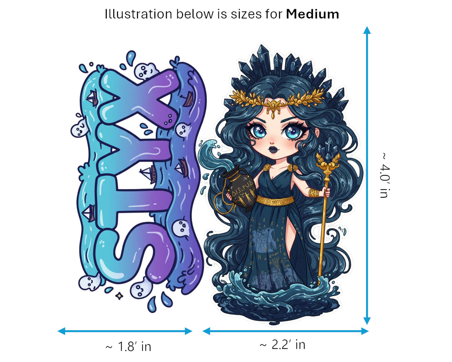 Styx Sticker and Magnet - Goddess of Oaths Mythkins™ – Underworld River Goddess | Waterproof & UV-Proof