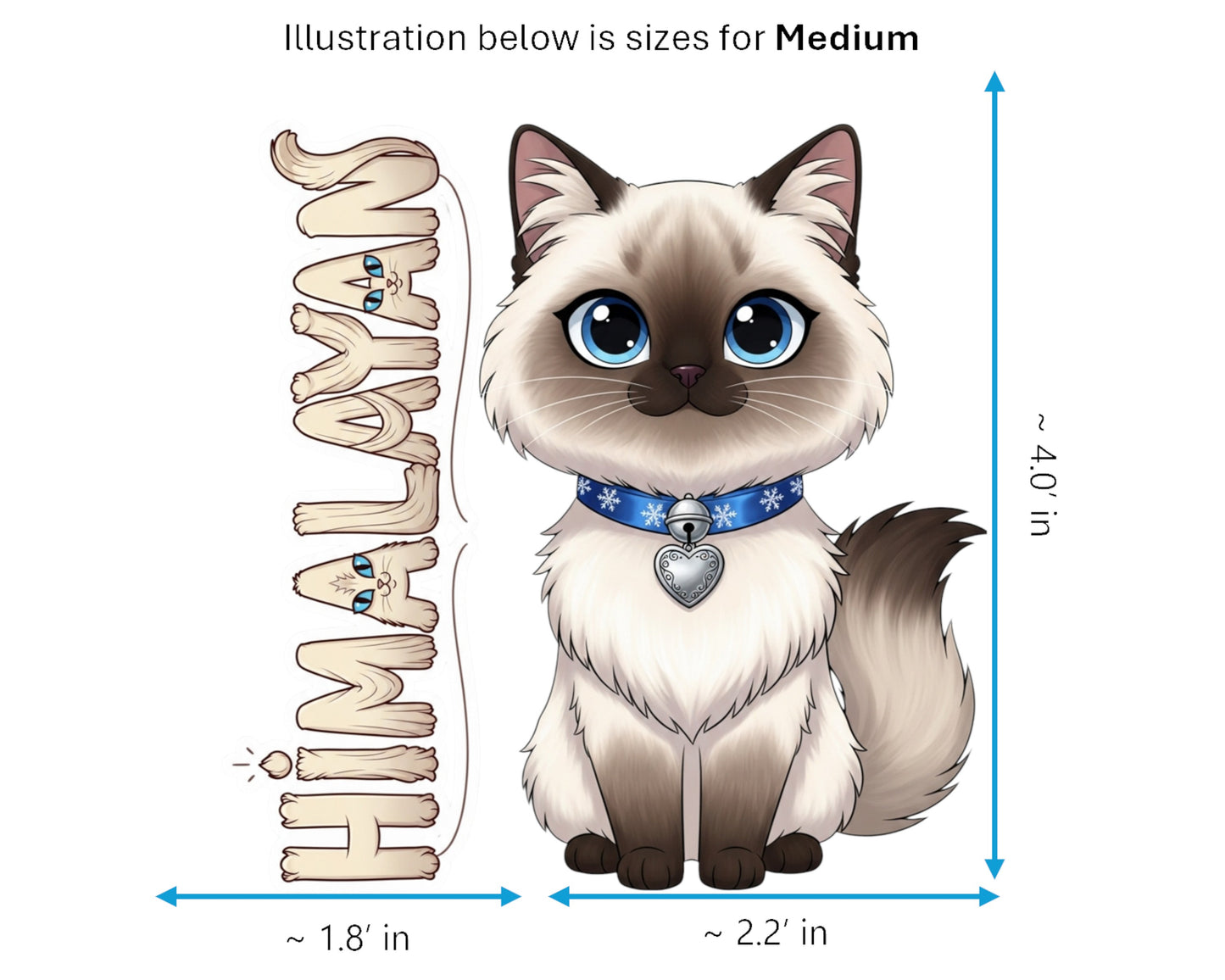 Himalayan Sticker and Magnet - Snow-Kissed Cat Purrkins™ – Long-haired Cat Breed | Waterproof & UV-Proof