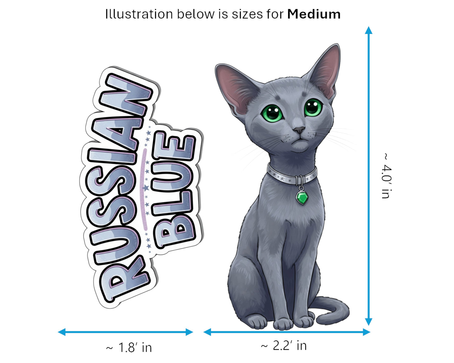 Russian Blue Sticker and Magnet - Archangel Cat Purrkins™ – Domestic Cat Breed | Waterproof & UV-Proof