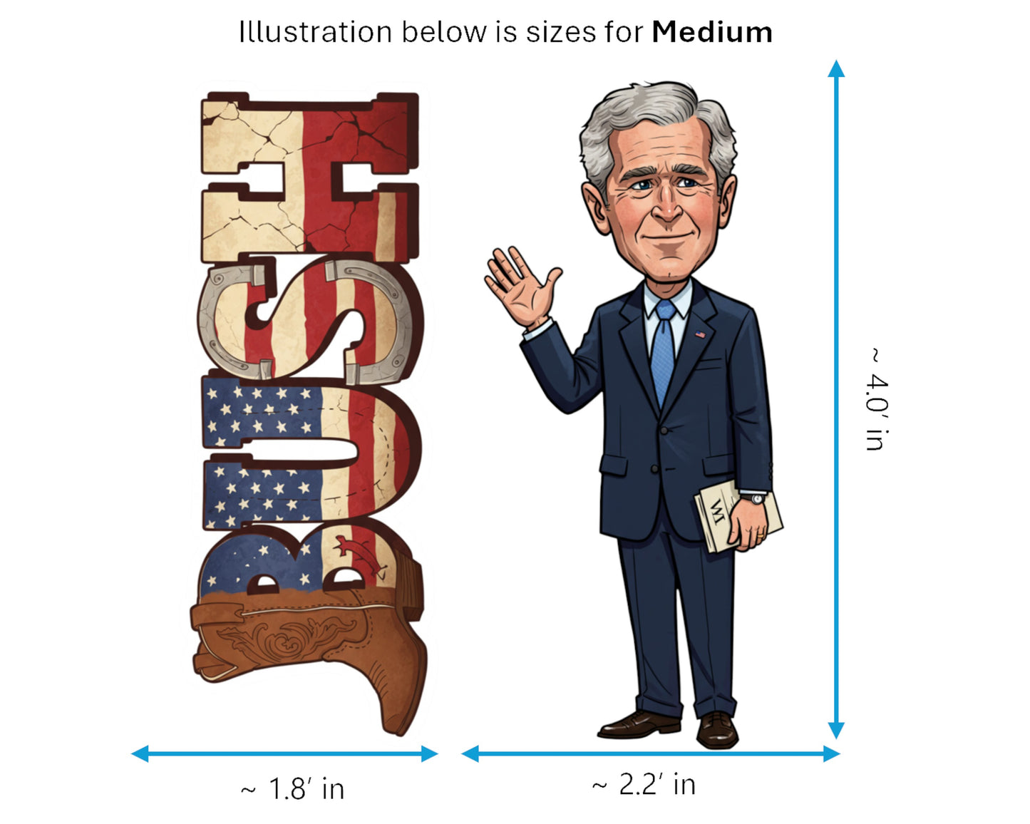 George W. Bush Sticker and Magnet - W. Histkins™ – 43rd U.S. President | Waterproof & UV-Proof