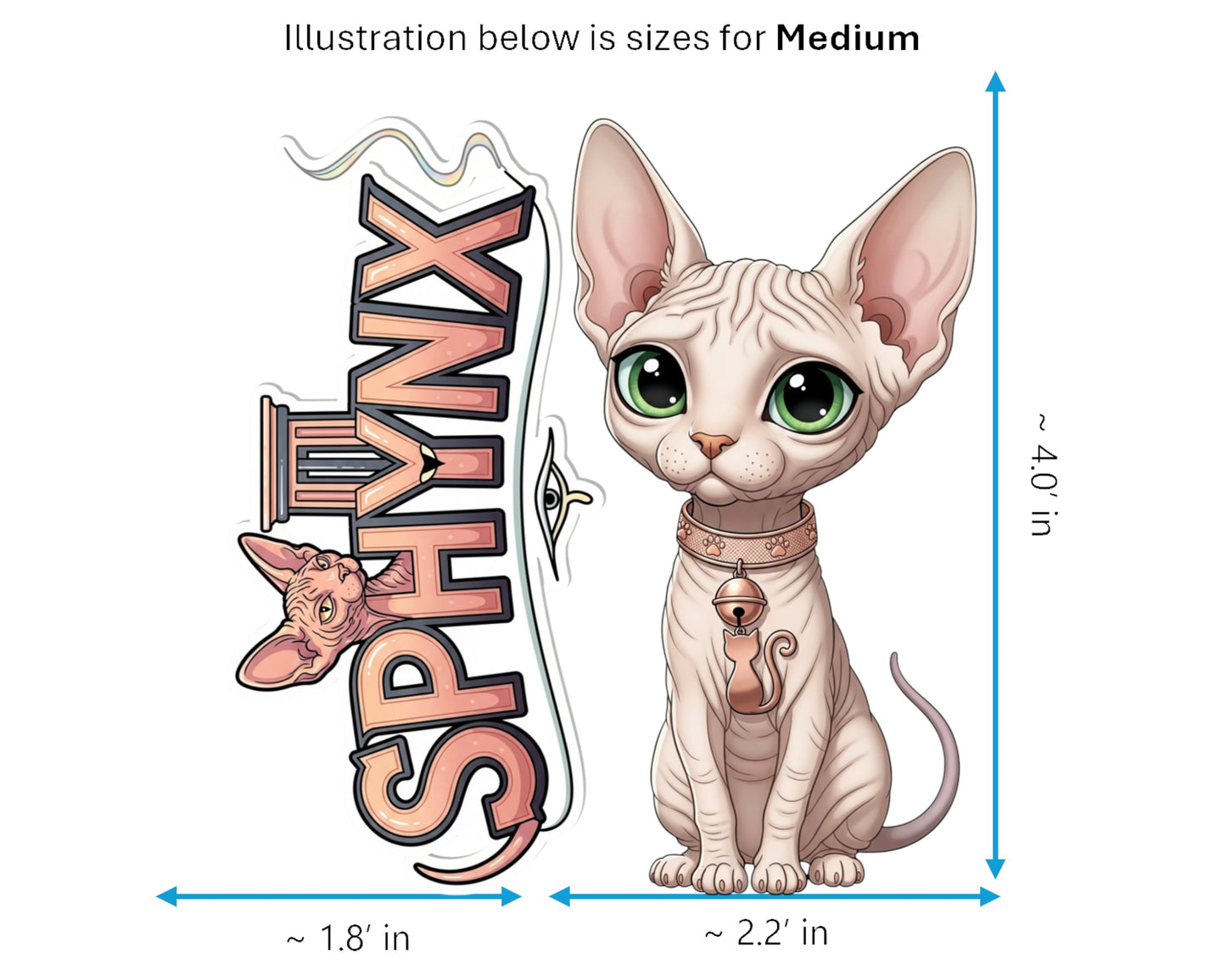 Sphynx Sticker and Magnet - Hairless Wonder Purrkins™ – Domestic Cat Breed | Waterproof & UV-Proof